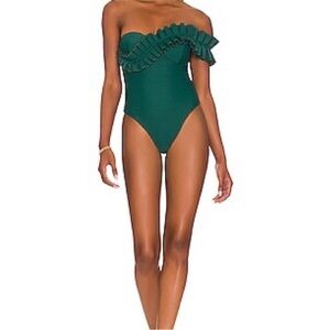 Andrea Iyamah Nisi Green Ruffle One-Piece Swimsuit
